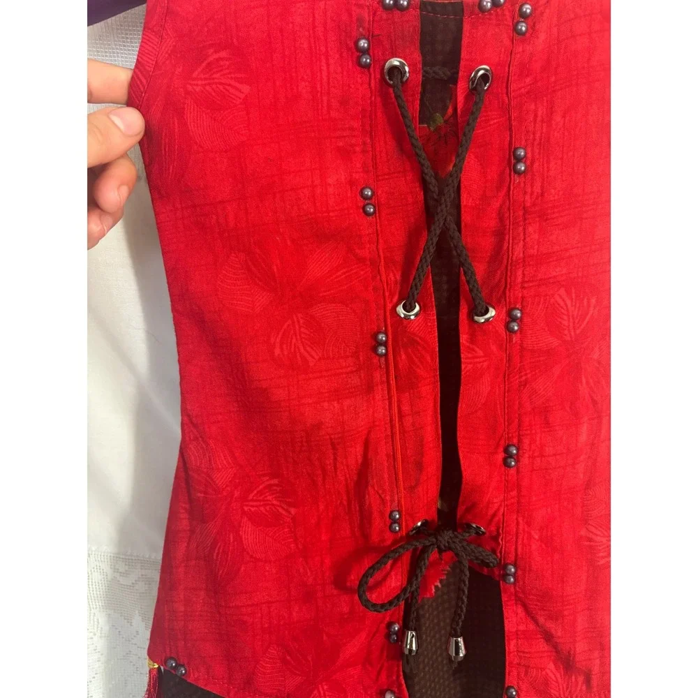 Little Girl's Vintage Red+Brown Folk‎ Dress